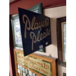 Player's Please cigarettes double sided enamel advertising sign {31cm H x 42cm W}.