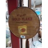 Wills Gold Flake tin advertising sign. {30 cm H x 30 cm W}.