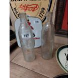 Pair of Havoline Motor Oil glass advertising bottles {32 cm H x 10 cm Dia.}.