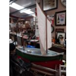 Model of Fishing Boat on Stand St Patrick No 66 {110 cm H x 102 cm W x 34 cm D}.