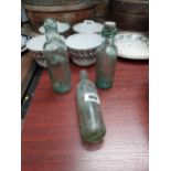 Two 19th C. blob top bottles - Hilton and Bates Newtownheath and Corcoran and Co Carlow. {24 cm H