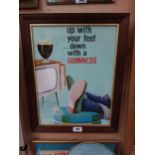 Up with your feet…Down with a Guinness framed advertising print {58cm H x 46cm W}.