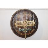 DWD whisky advertising barrel end with brass tap {60 cm Dia. x 20 cm D}.