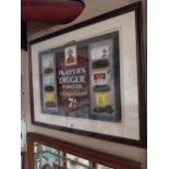 Rare Player's Digger Tobaccos pictorial framed advertising show card {54 cm H x 69 cm W}.