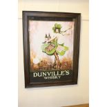 Dunville's Whiskey framed advertising print. { 120 cm H x 90 cm W x 4 cm D}.
