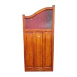 Set of three stained pine bar dividers with bamboo effect glass insets. {199 cm H x 92 cm W}.
