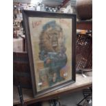 Lion Coffee pictorial framed advertising print. {79 cm H c 53 cm W}.