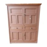 19th Painted pine cheese press with two panelled doors over two T panelled doors. { 200 cm H x 147
