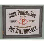 John Power & Son Pot Still Whiskey framed advertising print {48 cm H x 59 cm W}.
