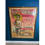 French Maison du Robinson framed film poster {150 cm H x 120 cm W}.