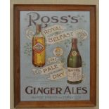 Ross's Ginger Ales pictorial framed advertising print {79 cm H x 63 cm W}.