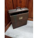 Early 20th C. wooden medical case with glass bottle. {46 cm H x 40 cm W x 20 cm D}.