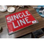 Single Line reverse painted glass Tram sign. {26 cm H x 32 cm W}.