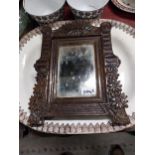 19th C. painted Gesso on wood wall mirror {32 cm H x 15 cm W}.