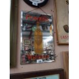 Power's Whiskey advertising mirror {46cm H x 31cm W}.