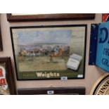 Player's Weights Cigarettes framed advertising show card {40c m H X 52 cm W}.
