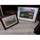 Mary Munby Cottage Clifden photo print in wooden frame and framed Hunting print. {63 cm H x 88 cm W}