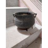 19th C. cast iron pot. { 14cm H X 18cm Dia }