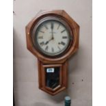 19th C. mahogany drop dial wall clock with painted dial Seth Thomas {55 cm H x 31 cm W x 11 cm D}.