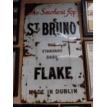 The Smoker's Joy St. Bruno the sandard dark flake made in Dublin enamel advertising sign {145cm H