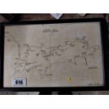 Framed Map of Lough Gill. {23 cm H x 34 cm W}.