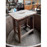 19th C. pine shop stool {50 cm H x 40 cm W x 28 cm D}.