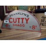 Franklyn's Cutty Shag tin plate advertising sign. {17 cm H x 39 cm W}.