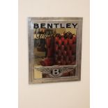 Bentley Ferguson Ltd aluminium framed advertising mirror {61 cm H x 50 cm W}.