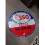 Esso Extra Motor Oil enamel advertising sign {60 cm Dia.}.