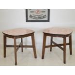 Two wooden 1950's pub tables {60 cm H x 61 cm Dia.}.