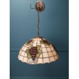 Leaded glass lantern decorated with grape vines in the Tiffany style {70 cm H x 52 cm Dia.}.