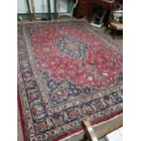 Decorative hand knotted Persian carpet square {390 cm L x 295 cm W}.