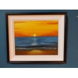 S. Deegan Seascape oil on canvas mounted in wooden frame {56 cm H x 67 cm W}.