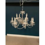 Exceptional quality twelve branch Irish Cavan cut crystal chandelier {50cm H x 64cm Dia}