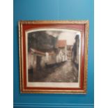 Isidore Opsomer print mounted in painted giltwood frame {85 cm H x 80 cm W}.