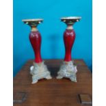 Pair of resin candle holders in the Rococo style. {40 cm H x 15 cm W x 15 cm D}.