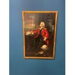 Oil on canvas Lord of the manor mounted in a gilt frame. { 96 cm H X 60 cm W }.