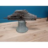 Good quality 19th C. bronze bell on original oak and metal bracket {50 cm H x 92 cm W x 50 cm D