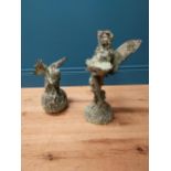 Two bronze figures of Fairies {43 cm H x 27 cm W x 22 cm D and 30 cm H x 17 cm W x 17 cm D}.