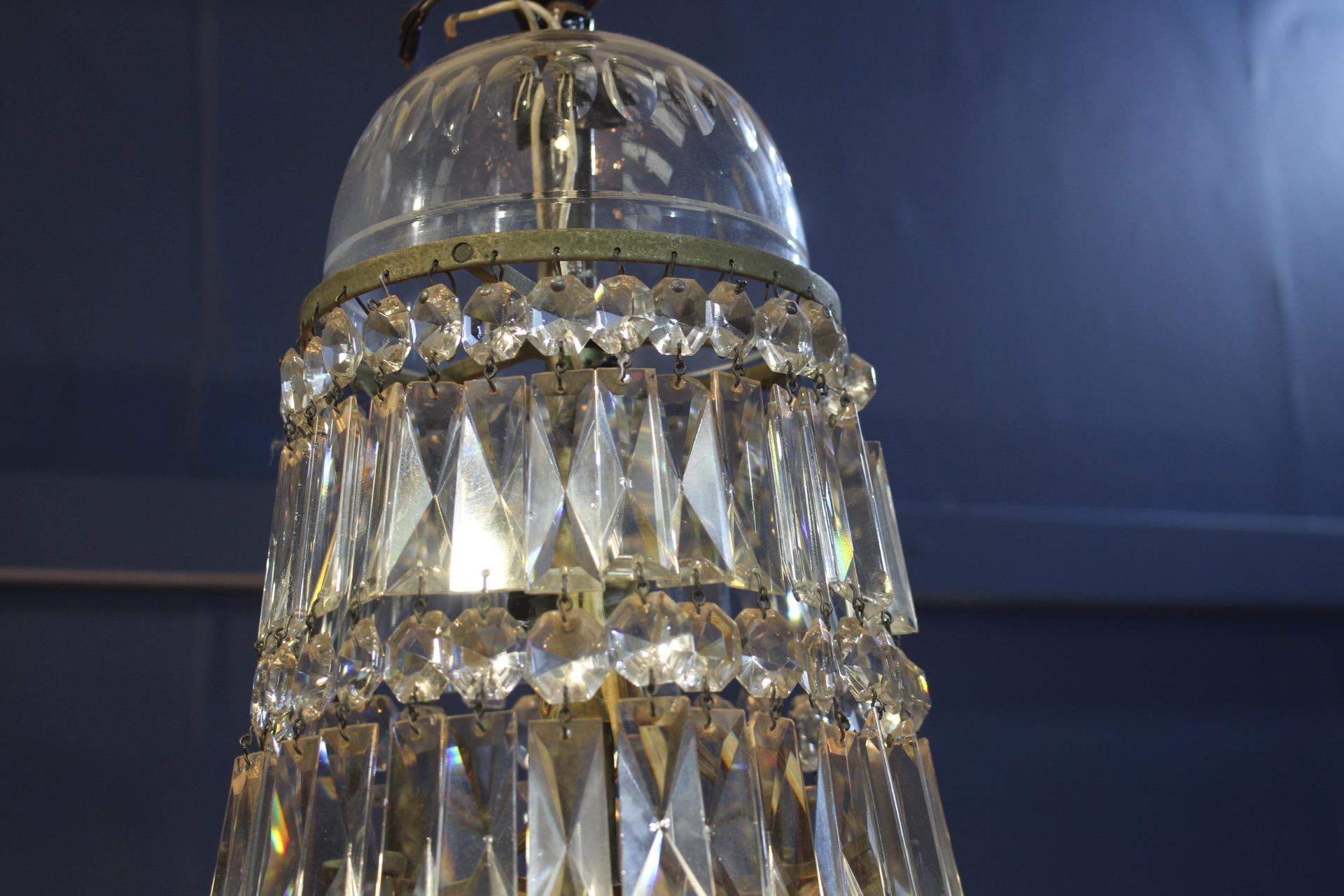 Mokano brass and cut glass five branch chandelier {H 100cm x Dia 95cm}. - Image 4 of 6