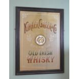 Kirker Greer & Co. Old Irish Whisky Dublin framed advertising mirror.{138 cm H x 101 cm W}.