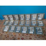 Rare collection of twenty Snaffles mounted in gilt frames {57 cm H x 44 cm W}.