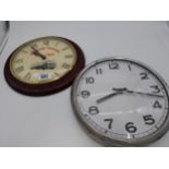 Dennison Trailers 1964-1994 mahogany and brass wall clock and Quartz chrome wall clock {33 cm Dia.