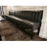 Leather and mahogany bar bench seating.
