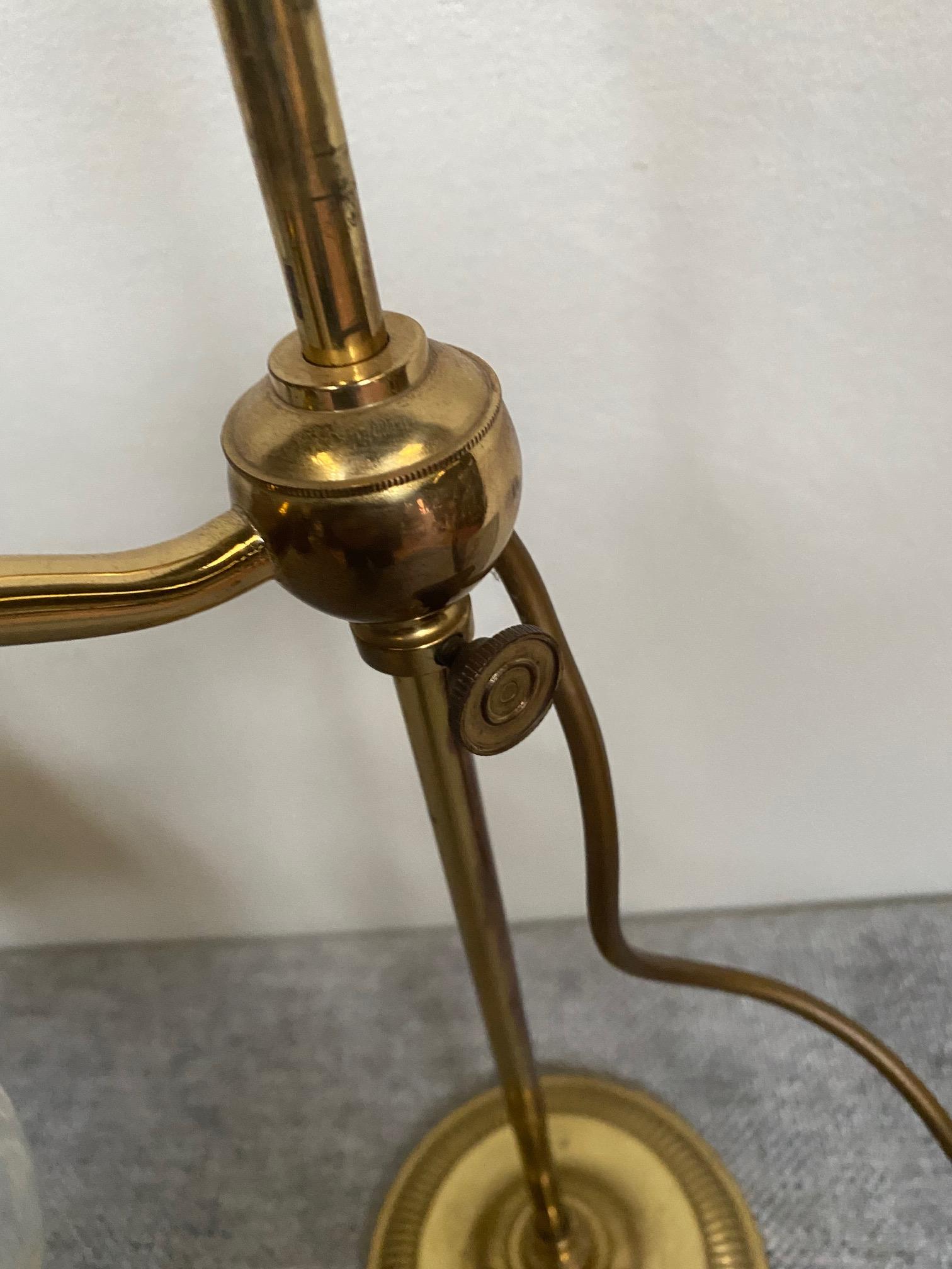 Pair of brass adjustable table lamps with glass tulip shades {55 cm H}. - Image 5 of 7