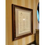Finnstown Castle Hotel Bar Menu mounted in a gilt frame {62 cm H x 50 cm W}.