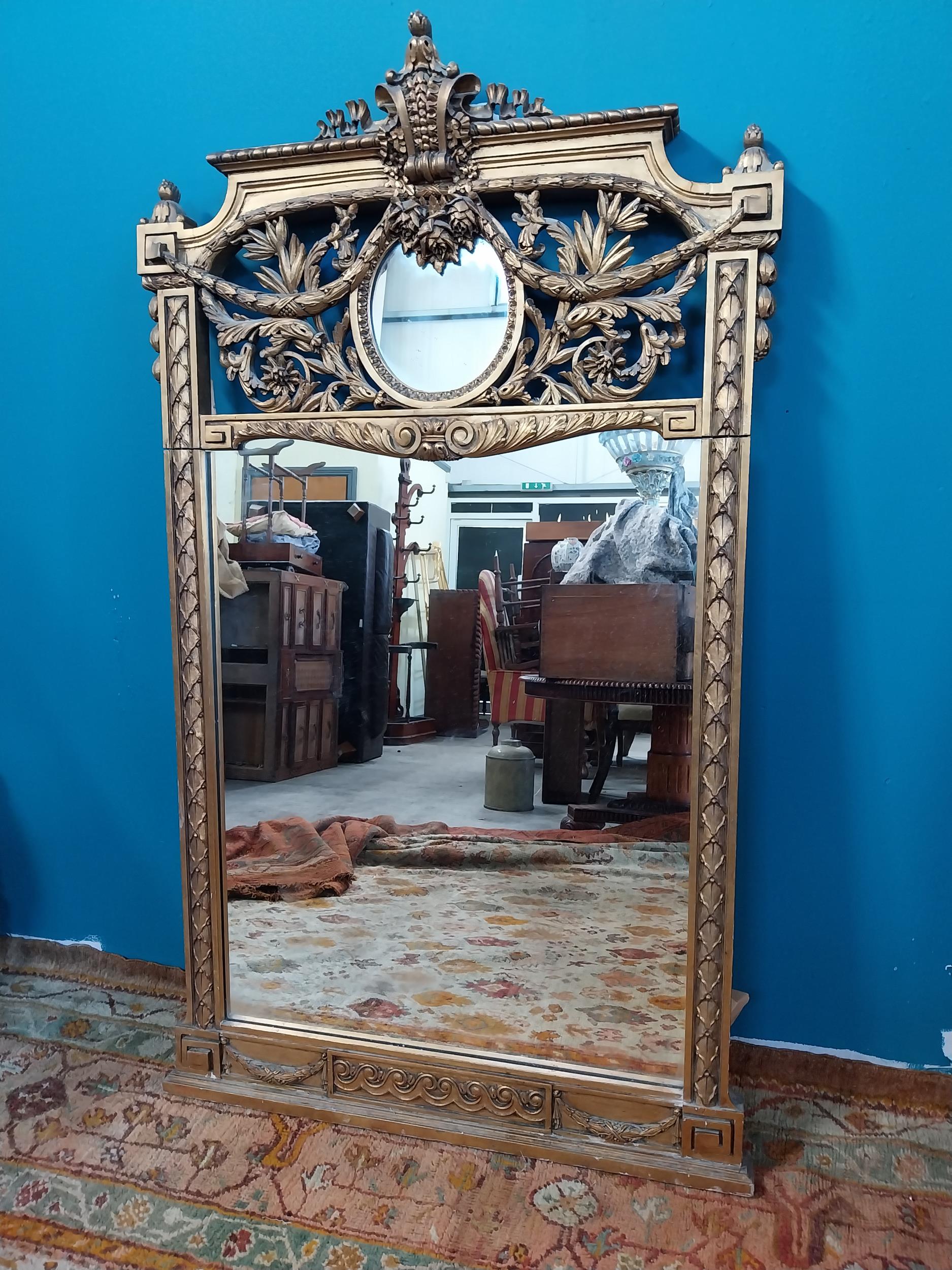 French giltwood overmantle mirror in the Victorian style with Colby's 36141 label on reverse {158 cm