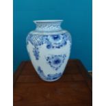Portuguese blue and white ceramic vase {38 cm H x 25 cm Dia.}.