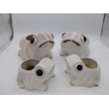 Set of four Italian ceramic planters in the form of frogs {Large 22 cm H x 26 cm W x 20 cm D and
