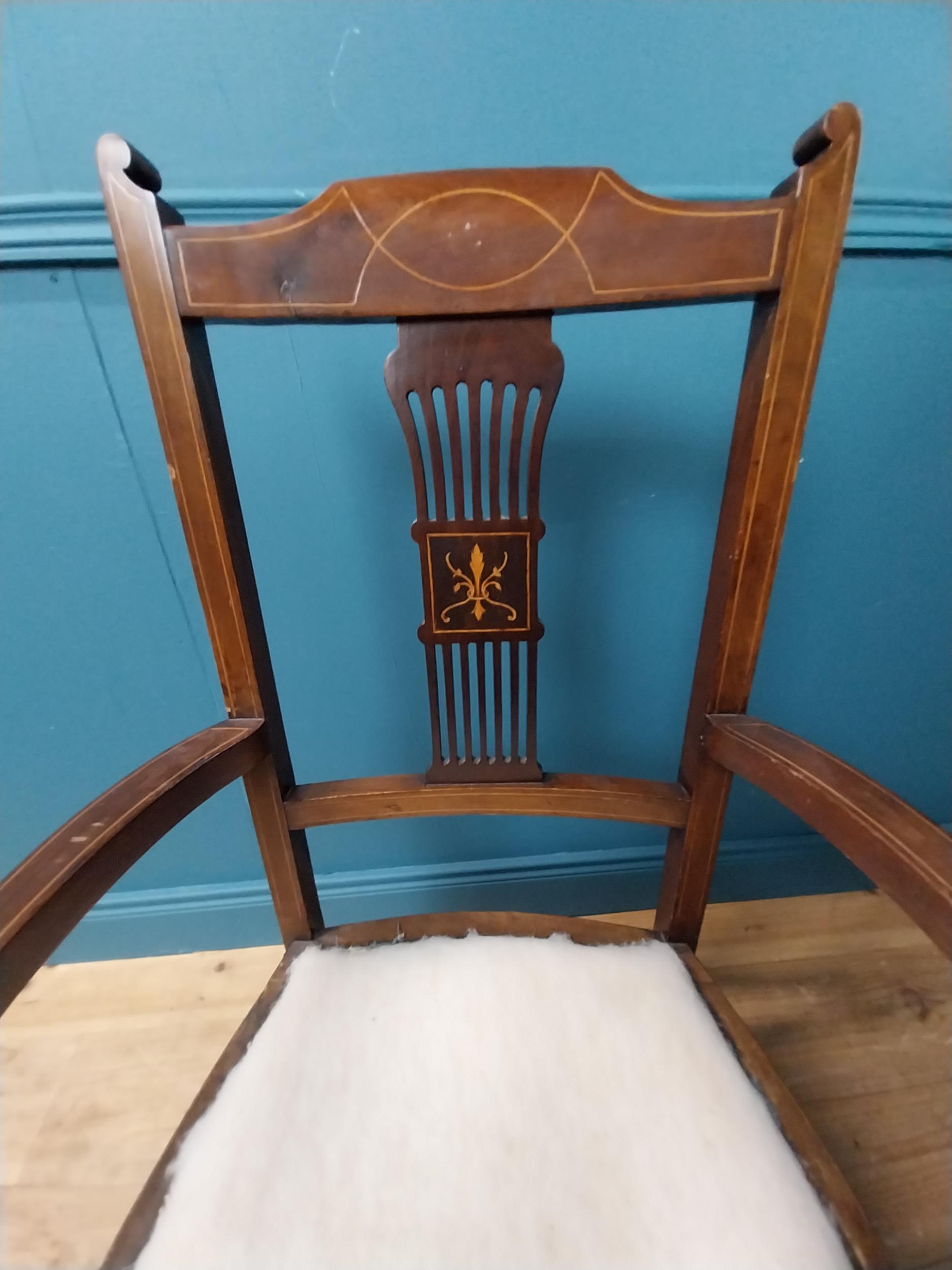 Edwardian inlaid mahogany open armchair raised on cabriole legs. - Image 3 of 5